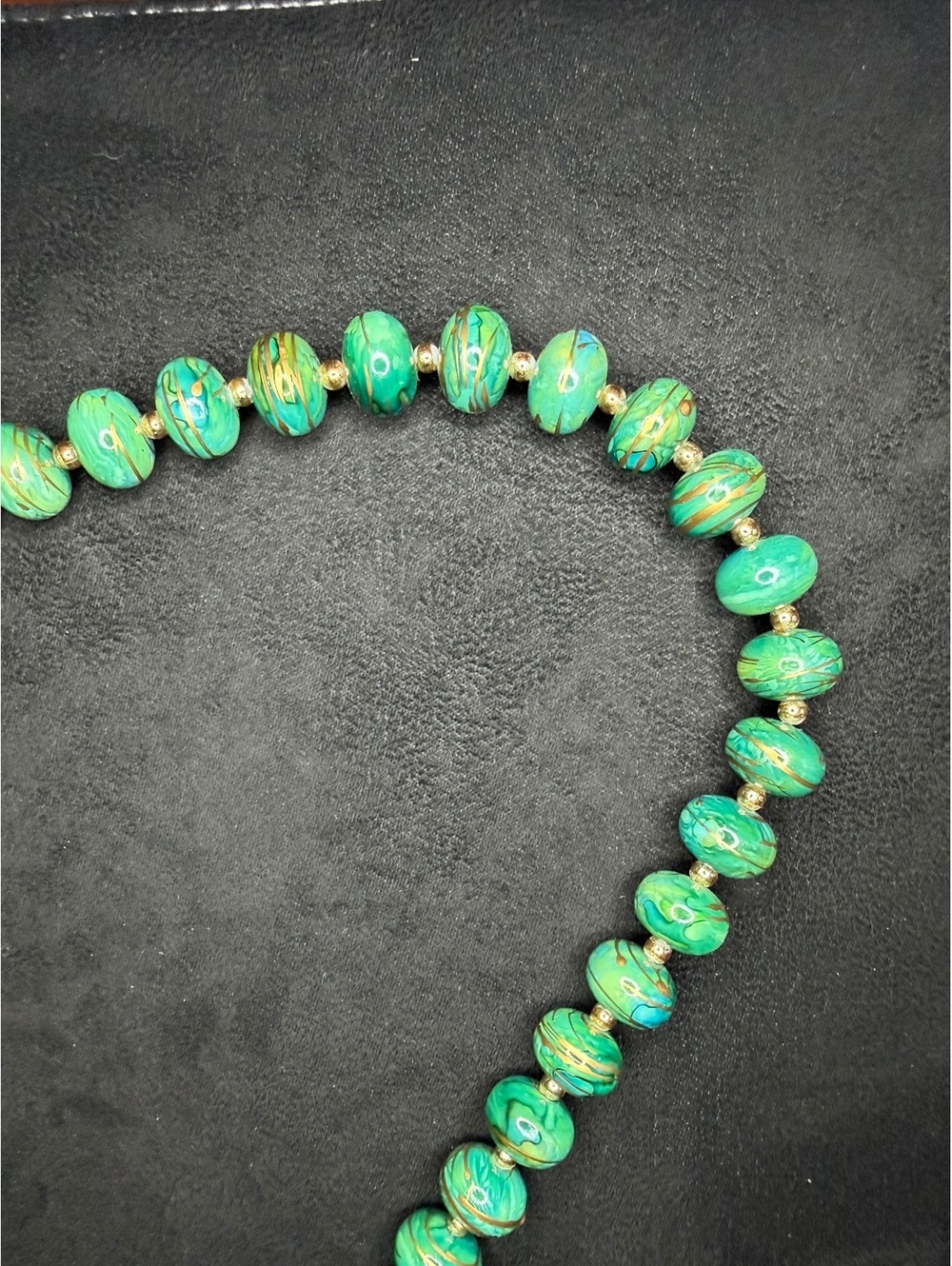 Vintage Green Glass Beaded Necklace